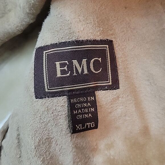 EMC Women's tan 100% leather faux fur lined jacked size XL hooded - Picture 5 of 11